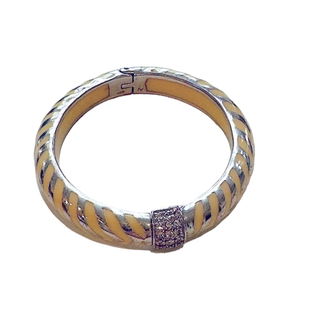 Vintage Angelique De Paris Mata Hari Cream and Sterling Bangle Bracelet. EUC